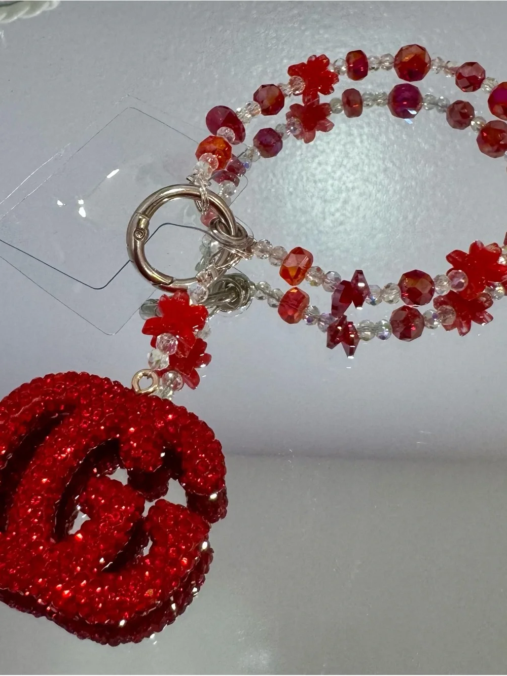 New Red Crystal Charm Phone Strap - Women's Phone Accessory